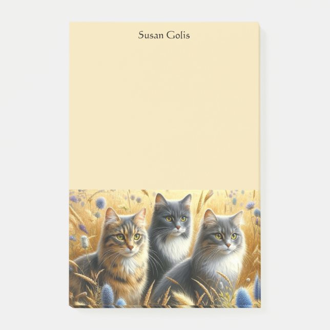 Trois Chats Post-It Notes pour Amoureux des Chats (Devant)