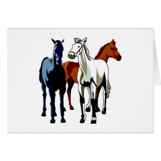 Trois Cheval Coloré Stand Haut Thème Equin