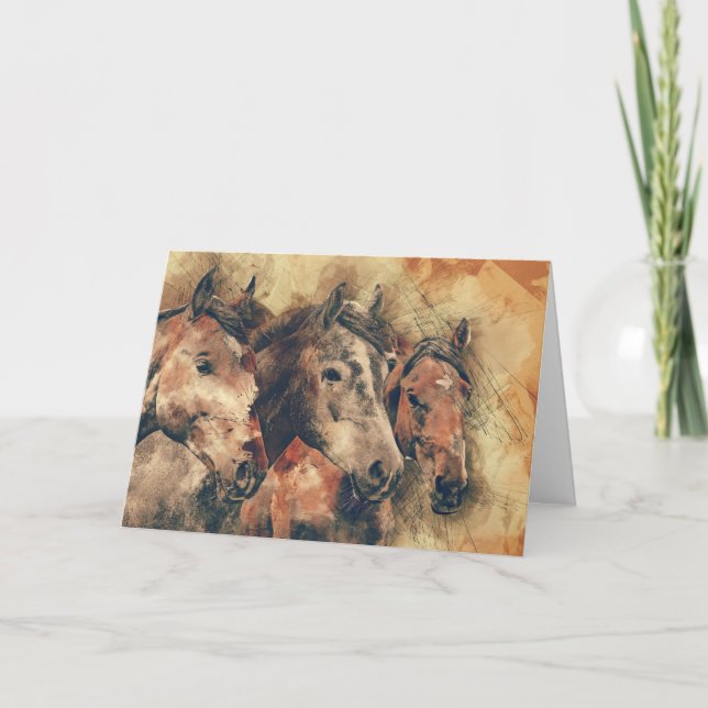 Trois Chevaux S'Apprécient Bientôt Carte De Voeux (Devant)