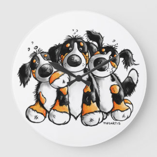 Trois chiens de montagne bernois amusants Horloge 