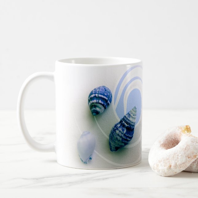 Trois coquillages bleus tasse à café (Avec donut)