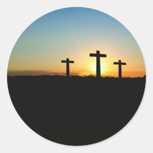 Trois Croix Coucher de soleil Jésus Autocollants