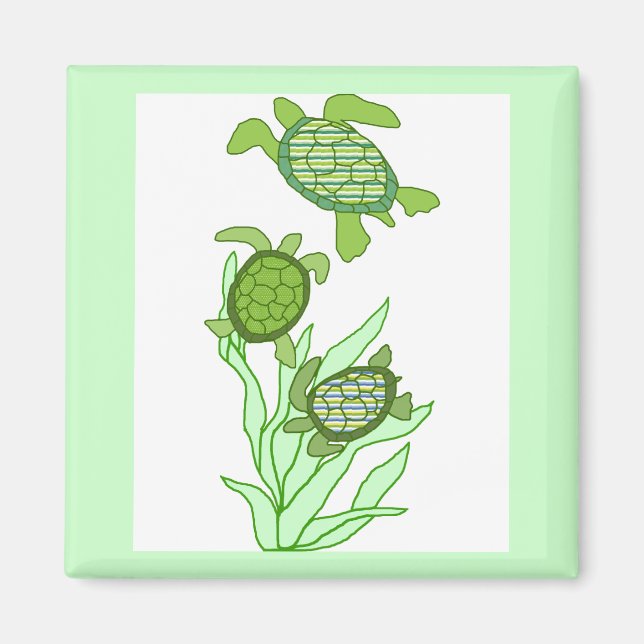 Trois dans la rangée aimant tortue de mer (Devant)