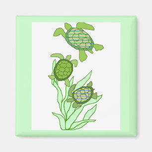 Trois dans un aimant de tortue de mer de rangée