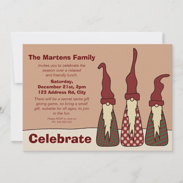 Trois Elfes Sages, invitation de noël (Devant)