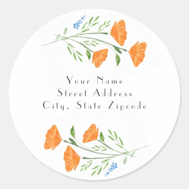 Trois étiquettes de Bouquet de Popies d'Aquarelle (Devant)