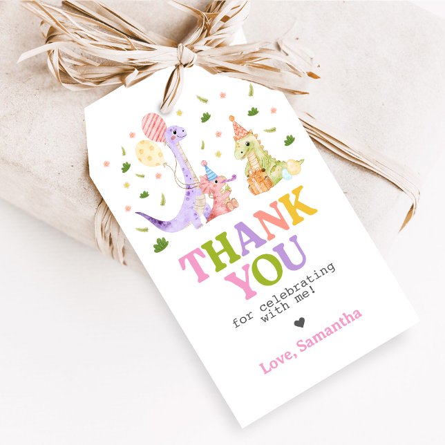 Trois étiquettes de faveur d'anniversaire de dinos (Dinosaur 3rd Birthday Favor Tags)