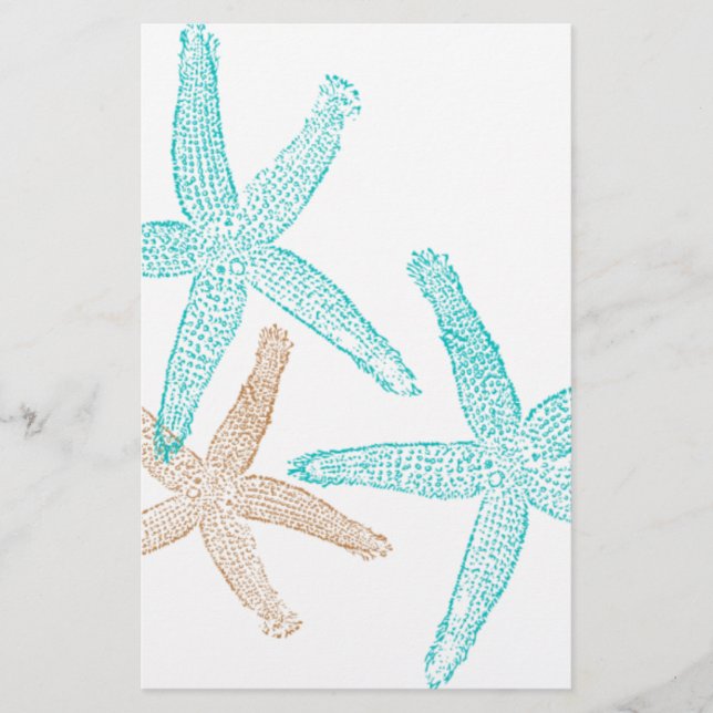 Trois étoiles de mer Turquoise et Tan (Devant)