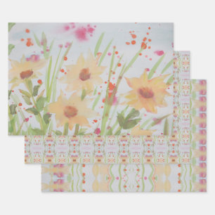 Trois feuilles de lin en papier sophistiquées