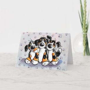Trois Funny Bernese Mountain Dogs Carte de voeux