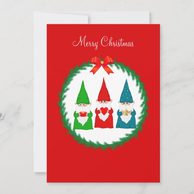 Trois gnomes de Noël en rouge (Devant)