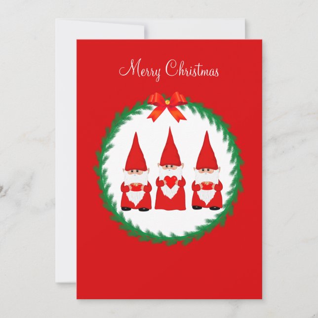 Trois gnomes de Noël en rouge (Devant)