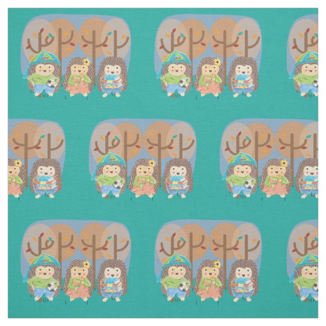 Trois hérisses dans le tissu de l'enfant en bois (Échantillon)