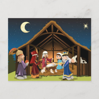 Trois hommes sages visitent la carte postale Jésus