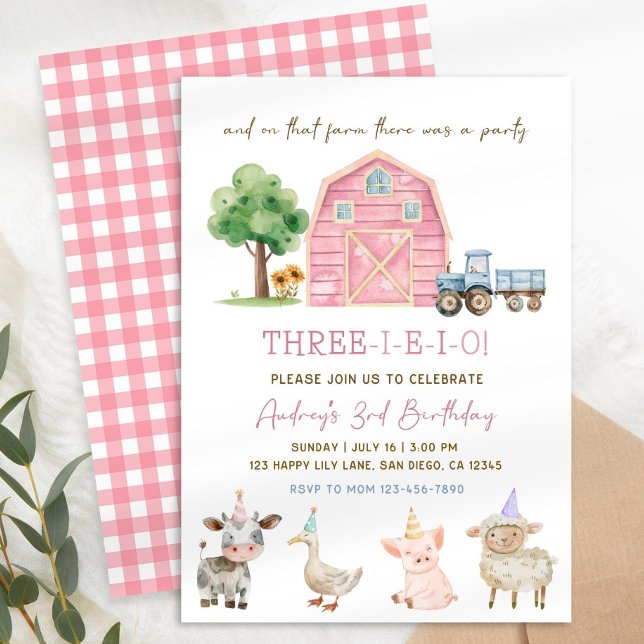 Trois I E I O Invitation d'anniversaire, Modifiabl (Créateur téléchargé)