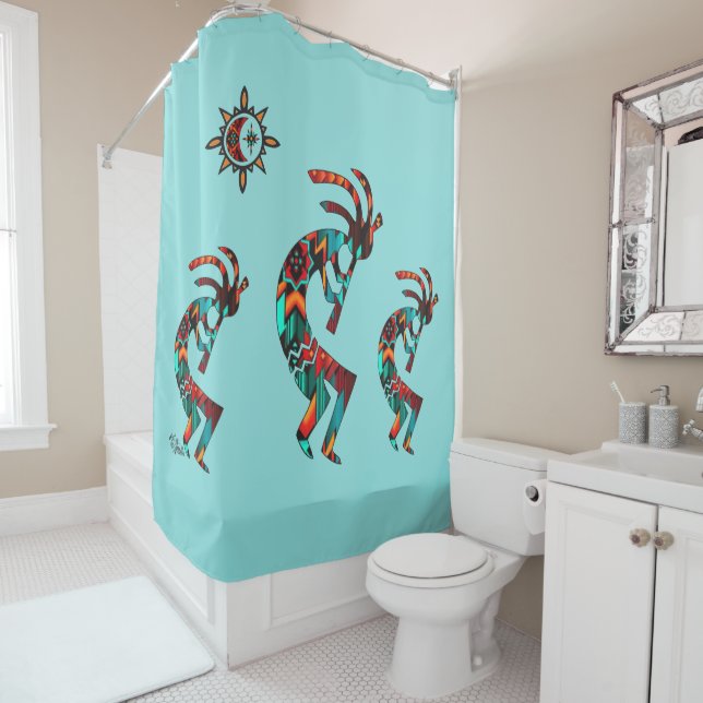 Trois Kokopelli du Sud-Ouest Rideau de Douche (En situation)