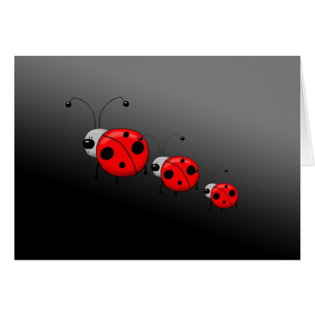 Trois Ladybugs Illustrés Carte de voeux (Devant horizontal)