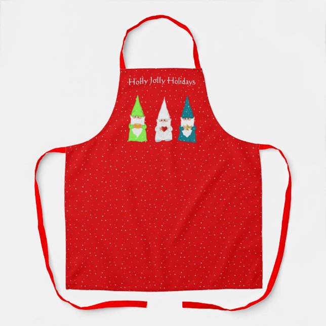 Trois lutins de Noël sur un tablier rouge (Recto)