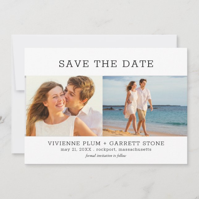 Trois mariage photo Enregistrer la date Invitation (Devant)