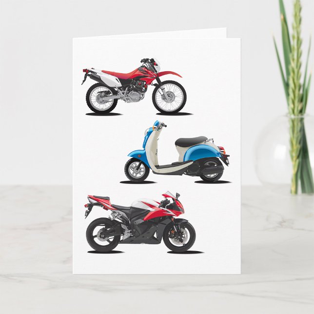 Trois Motos Cartes De Voeux Rouge Et Bleu (Créateur téléchargé)