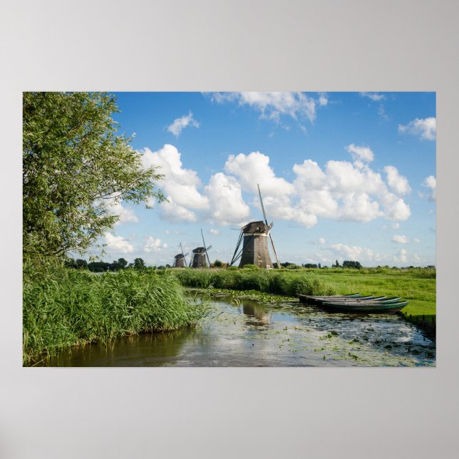 Trois moulins à vent et une affiche de canal (Devant)