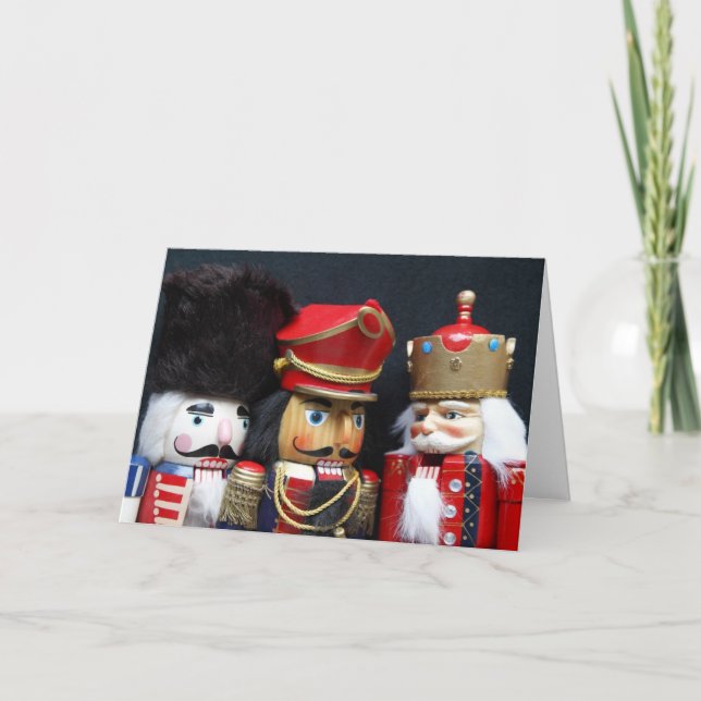 Trois noix de cou sur la carte noire de Noël (Devant)