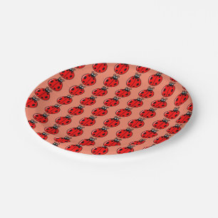 Trois petites coccinelles - Papier et assiette de 