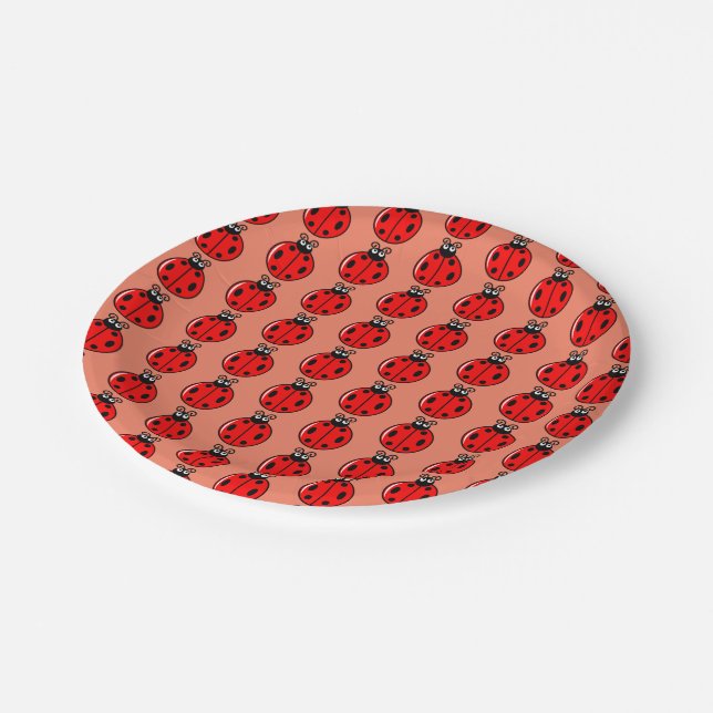 Trois petites coccinelles - Papier et assiette de  (Angle)