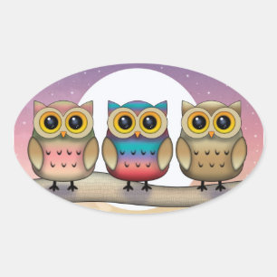 Trois petits hiboux autocollants