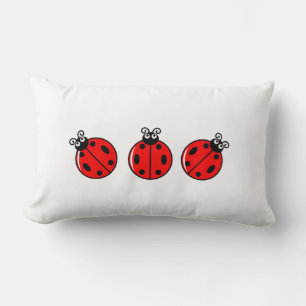 Trois petits Ladybugs - Lumbar Coussin 13" x 21"