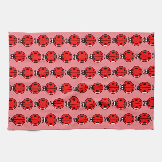 Trois petits Ladybugs - Serviette de cuisine 16" x (Horizontal)