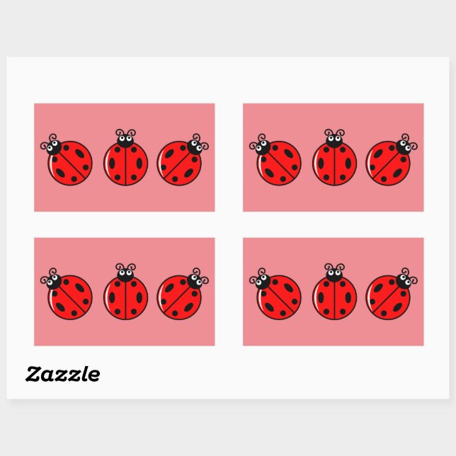 Trois petits Ladybugs - Stickers Rectangle (Feuille)