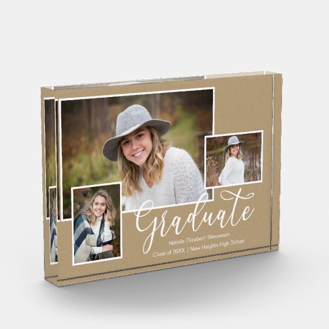 Trois photo Kraft Script Graduation Bloc photo (Gauche)