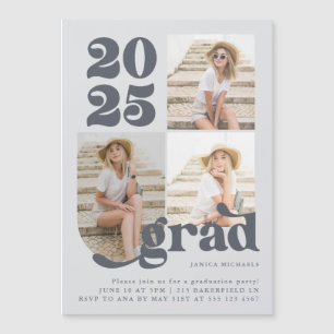 Trois photo Retro Type Graduation Party Invitation