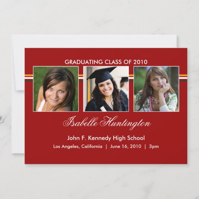 Trois Photos Bar Graduation Faire-part (Devant)