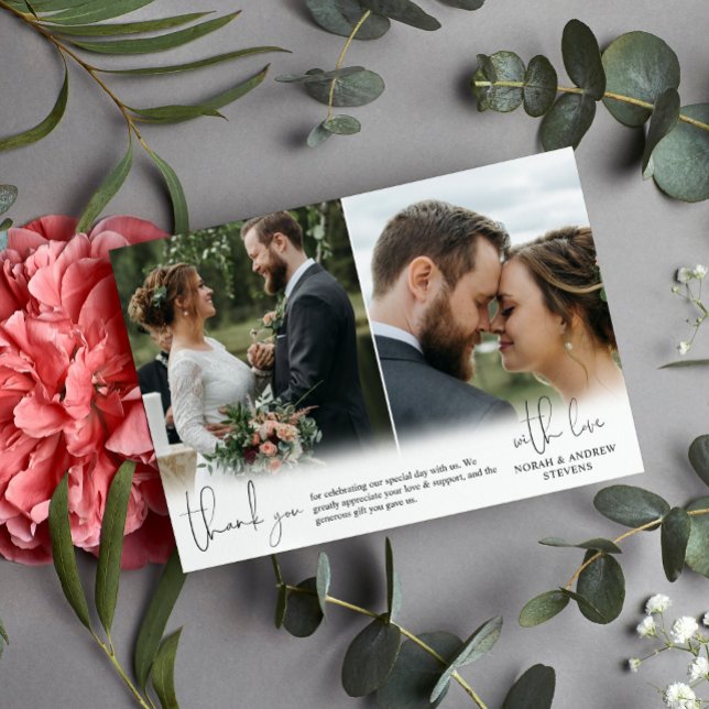 Trois Photos Mariages Écriture manuscrite Merci de (Créateur téléchargé)