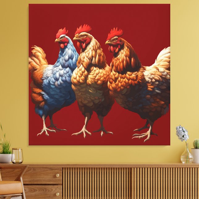 Trois poules françaises Foi Espérance Charité Déco (Insitu(Salon))