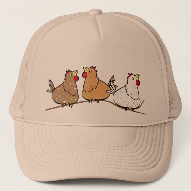 Trois poulets sur un Branche - casquette de (Devant)