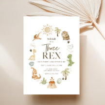 Trois Rex Dinosaur 3e Invitation d'anniversaire