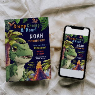 Trois Rex Dinosaur invitation d'anniversaire