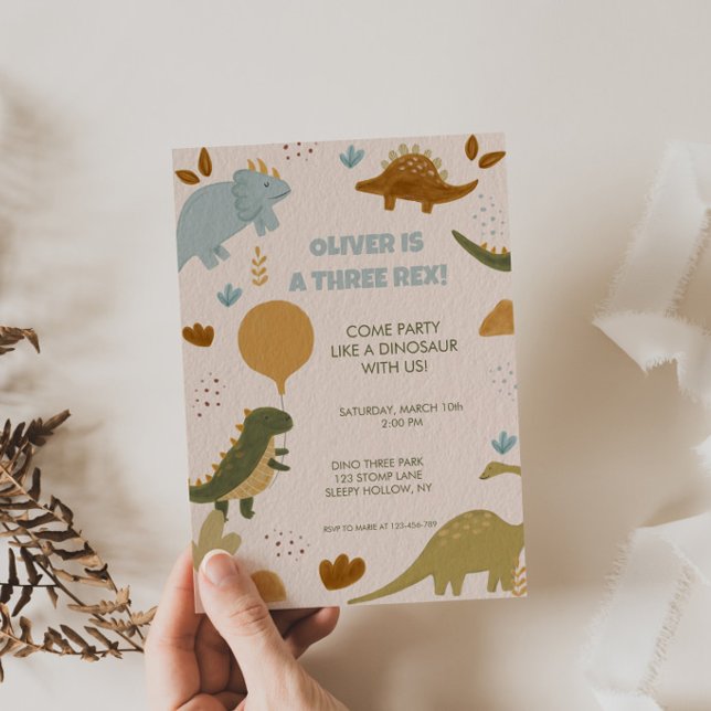 Trois Rex Dinosaure 3ème Garçon Invitation Anniver (Créateur téléchargé)