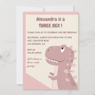 Trois rex invitation d'anniversaire 3 rex Fille mi
