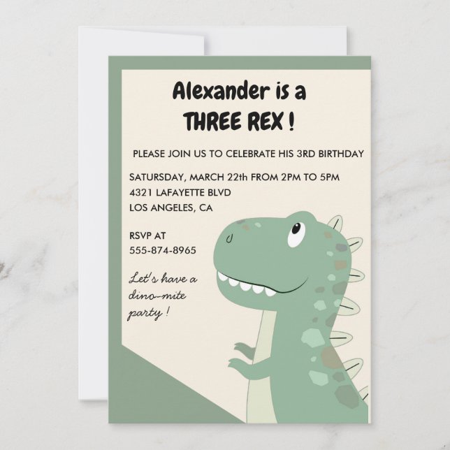 Trois rex invitation d'anniversaire 3 rex  Garçon  (Devant)