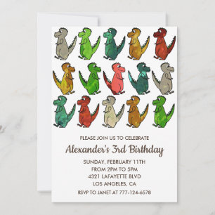 Trois rex invitation d'anniversaire coloré blanc