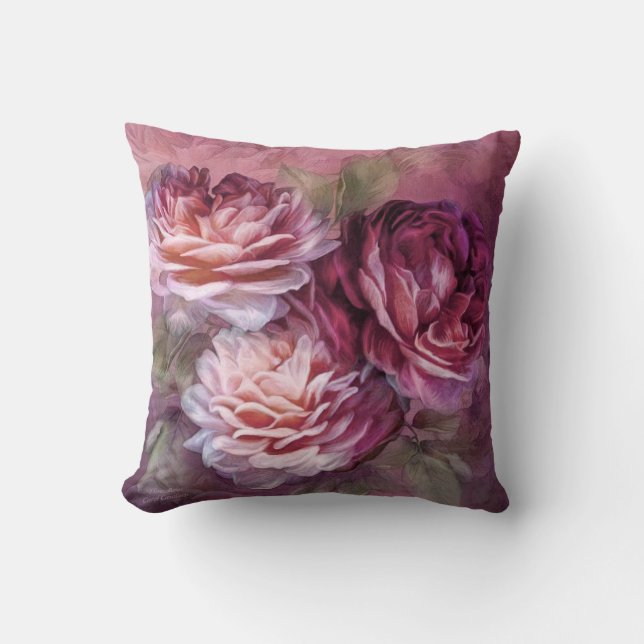 Trois roses - Bourgogne - coussin d'art de (Recto)