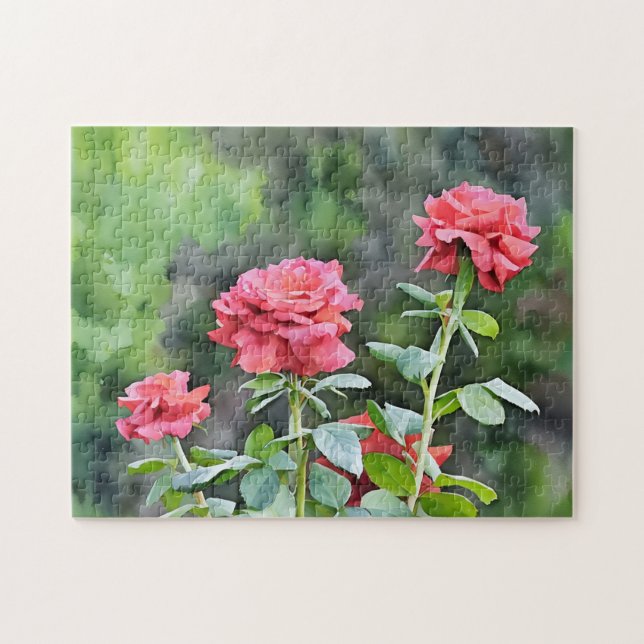 Trois Roses Roses Roses Art Puzzle de jardin (Horizontal)