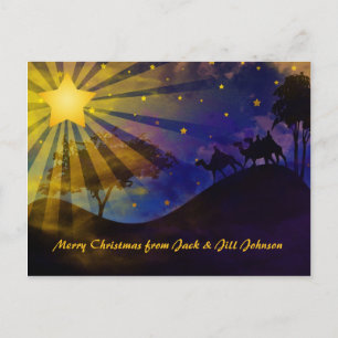 Trois sages et cartes postales d'étoile de Noël