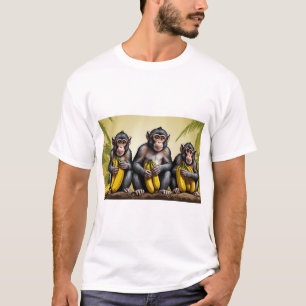 Trois singes tenant un T-shirt banane