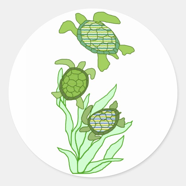 Trois stickers de tortue de mer de suite (Devant)