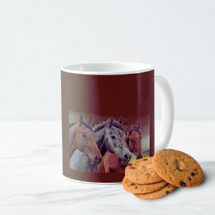 Trois têtes de cheval Chocolat Mug coloré